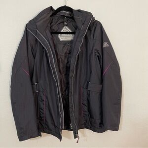 ZeroXposur woman’s Dark gray Jacket with Purple Highlights thick winter layering